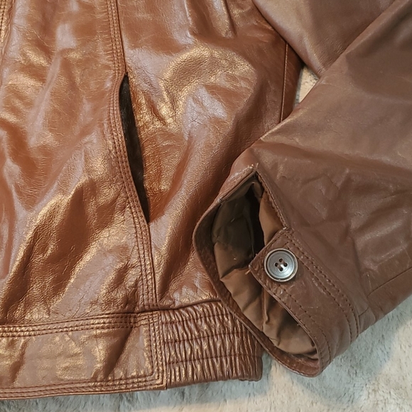 Vintage Montgomery Ward Brown Leather Bomber Jacket Size 42 or Women's 12 - Picture 2 of 8